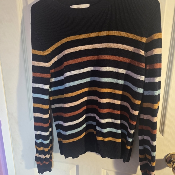 LOFT Sweaters - LOFT Navy Multicolor Striped Sweater